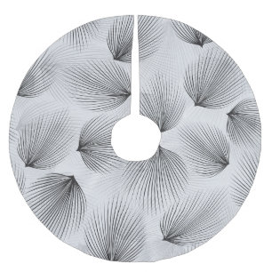 Jupon De Sapin En Polyester Brossé Fleurs noires Abstraites : Elégance Grise.