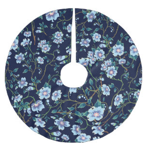 Jupon De Sapin En Polyester Brossé Fleurs pour enfants : bleu foncé transparent