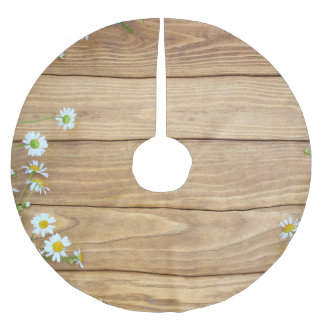 Jupon De Sapin En Polyester Brossé Fleurs sauvages, herbes : arrière - plan en bois.