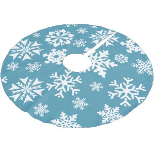 Jupon De Sapin En Polyester Brossé Flocon de neige bleu hiver Fêtes de Noël Arbre Jup