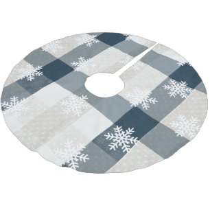 Jupon De Sapin En Polyester Brossé Flocon de neige bleu Plaid Noël Crème de Noël Coeu