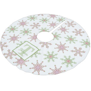 Jupon De Sapin En Polyester Brossé Flocon de neige coloré moderne Monogramme de vacan
