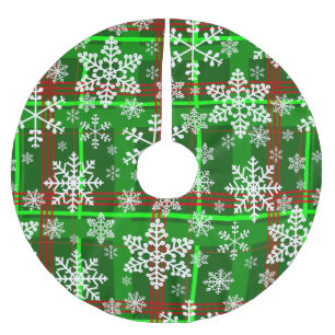 Jupon De Sapin En Polyester Brossé flocon de neige moche de noël tartan