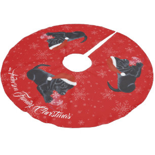 Jupon De Sapin En Polyester Brossé Flocon de neige noir de Noël de chiot de Labrador