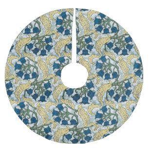 Jupon De Sapin En Polyester Brossé Floral Blue Flowers Lily Valley Répétition