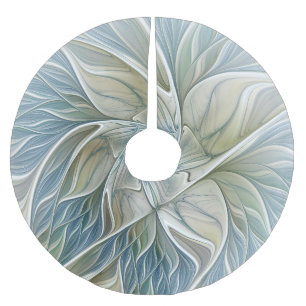 Jupon De Sapin En Polyester Brossé Floral Dream Motif Abstrait Blue Khaki Fractal