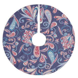 Jupon De Sapin En Polyester Brossé Floral Ethnique : Abstrait Oriental Sans Seamless.