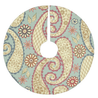 Jupon De Sapin En Polyester Brossé Floral ethnique, cachemire style vintage.