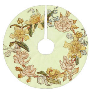Jupon De Sapin En Polyester Brossé Floral Spring Fleur de couronne rose Fleurs Art