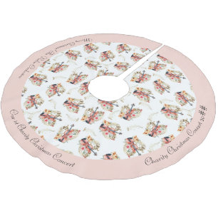 Jupon De Sapin En Polyester Brossé Floral Violins Gold Music Notes Noël