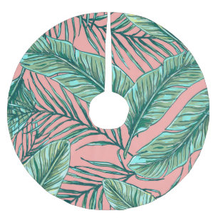 Jupon De Sapin En Polyester Brossé Flore de la jungle tropicale : Palm Feuille Motif