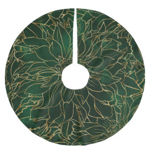 Jupon De Sapin En Polyester Brossé Flore dorée et verte Dahlia
