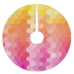 Jupon De Sapin En Polyester Brossé Formes Hexagones géométriques jaune rose