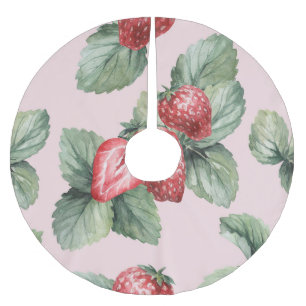 Jupon De Sapin En Polyester Brossé Fraises mûres d'été : Aquarelle rose