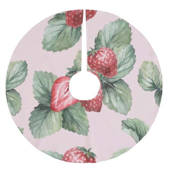Jupon De Sapin En Polyester Brossé Fraises mûres d'été : Aquarelle rose (Devant)