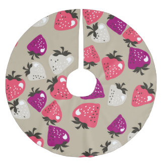 Jupon De Sapin En Polyester Brossé Fraises naïves : Arrière - plan beige sans couture