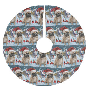 Jupon De Sapin En Polyester Brossé French Bulldog Winter Wonderland Christmas Joie