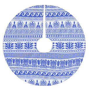 Jupon De Sapin En Polyester Brossé Fret grec, Motif méditerranéen, Bleu