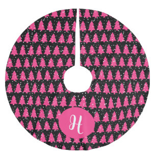 Jupon De Sapin En Polyester Brossé Fuchsia et Black Christmas Tree