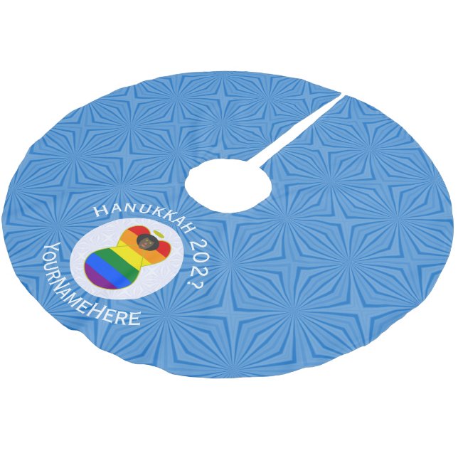 Jupon De Sapin En Polyester Brossé Gay pride Black Angel Hanoukka Drapeau personnalis (Angle)