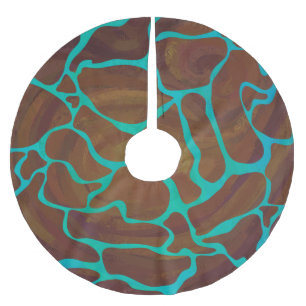 Jupon De Sapin En Polyester Brossé Giraffe Impression Brown et Turquoise
