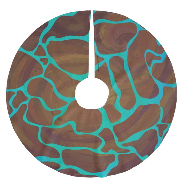 Jupon De Sapin En Polyester Brossé Giraffe Impression Brown et Turquoise (Devant)