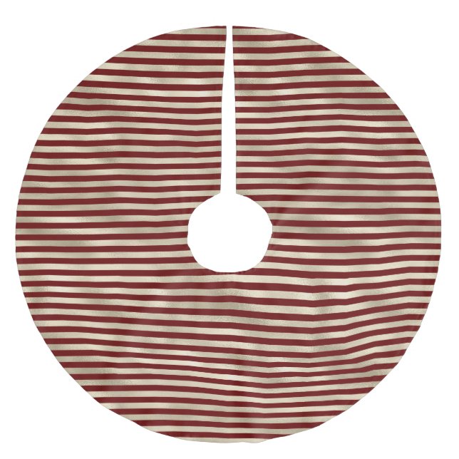 Jupon De Sapin En Polyester Brossé Glam Gold Red Holiday Strips Noël (Devant)