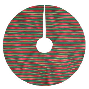 Jupon De Sapin En Polyester Brossé Glam Red Green Gold Stripes