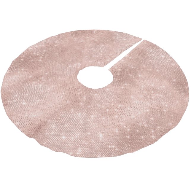 Jupon De Sapin En Polyester Brossé Glam Rose Gold Sparkle (Angle)