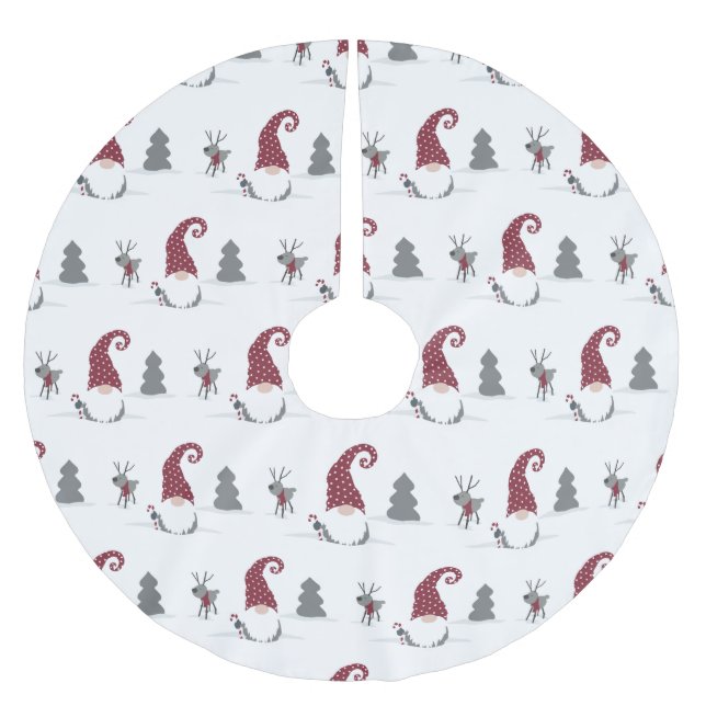 Jupon De Sapin En Polyester Brossé Gnome et Reindeer Scandinavian Tomte design (Devant)