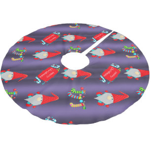 Jupon De Sapin En Polyester Brossé Gnomes mignons, Noël bleu