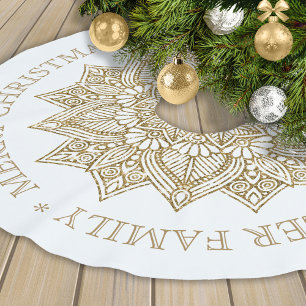 Jupon De Sapin En Polyester Brossé Golden Mandala voeux de Noël