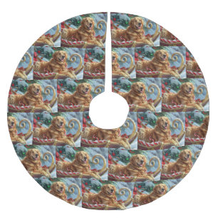 Jupon De Sapin En Polyester Brossé Golden Retriever Chien Festif de Noël