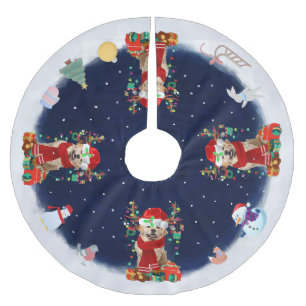Jupon De Sapin En Polyester Brossé Golden Retriever Dog Laisser neiger
