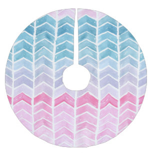 Jupon De Sapin En Polyester Brossé Gradient Chevron : Aquarelle Motif Herringbone.