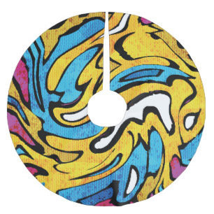 Jupon De Sapin En Polyester Brossé Graffiti coloré Abstrait Arrière - plan noir
