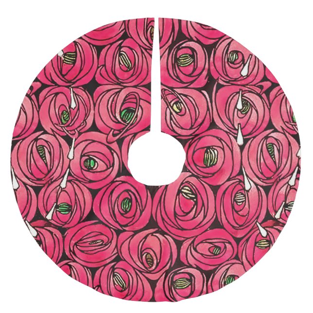 Jupon De Sapin En Polyester Brossé Graphique rose Art Nouveau Rennie Macintosh (Devant)