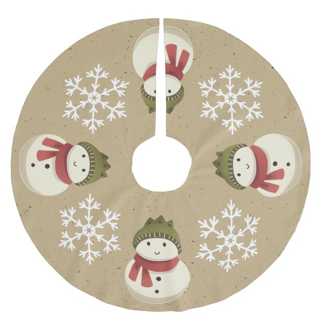 Jupon De Sapin En Polyester Brossé Graphique Rustique Snowman Snowflake Grey (Devant)
