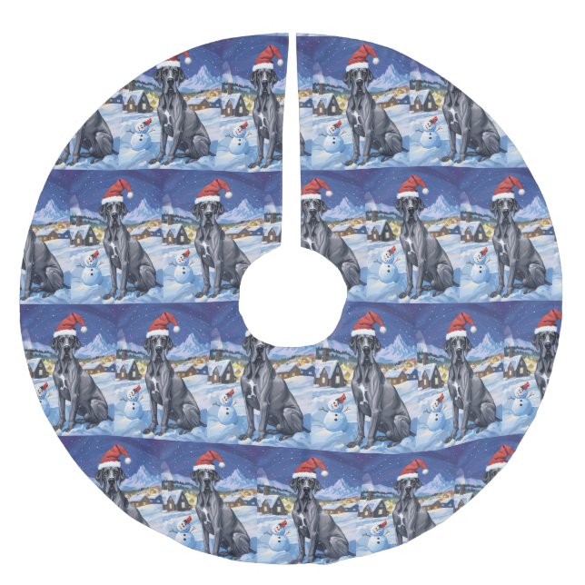 Jupon De Sapin En Polyester Brossé Great Dane Winter Wonderland Noël Joie (Devant)