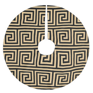 Jupon De Sapin En Polyester Brossé Grec Meander Carré Motif principal Brown