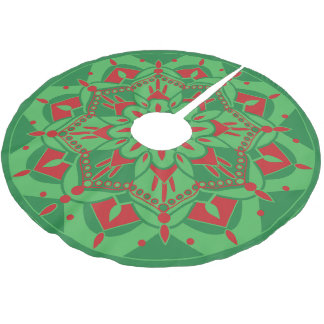 Jupon De Sapin En Polyester Brossé Green and Red Tree Skirt