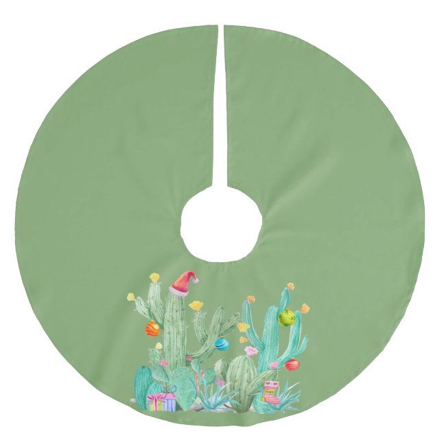 Jupon De Sapin En Polyester Brossé Green Cactus Cactus Désert Noël (Devant)