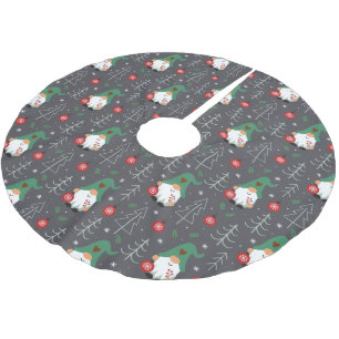 Jupon De Sapin En Polyester Brossé Green Gnome Arbre de Noël Motif