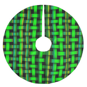 Jupon De Sapin En Polyester Brossé Green Woven Stripe Motif Noël Cadeaux de Noël