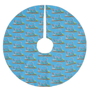 Jupon De Sapin En Polyester Brossé Grenouille mignonne et abeille dans le jardin dess
