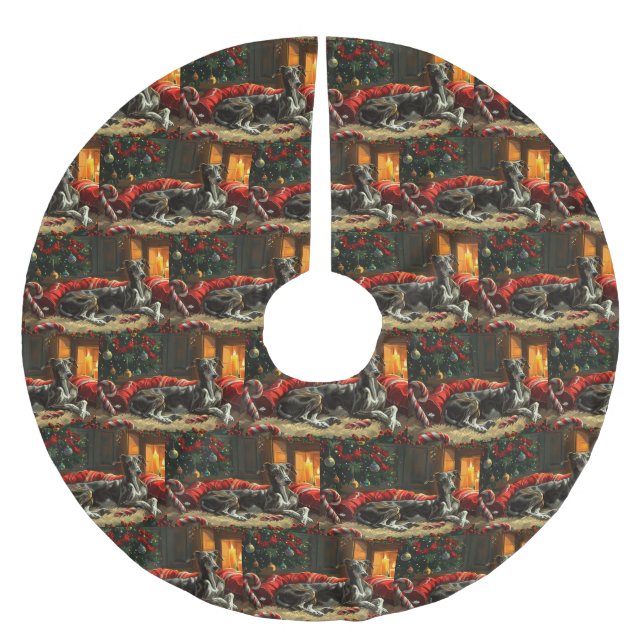 Jupon De Sapin En Polyester Brossé Greyhound Chig Festive de Noël (Devant)