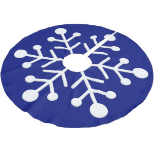 Jupon De Sapin En Polyester Brossé Gros flocons de neige à Noël arrière - plan bleu