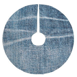 Jupon De Sapin En Polyester Brossé Gros plan sur le tissu Denim.