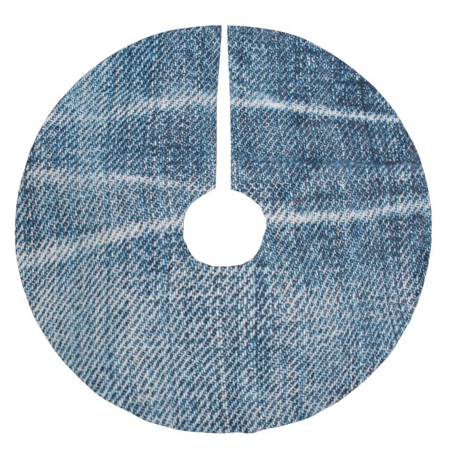 Jupon De Sapin En Polyester Brossé Gros plan sur le tissu Denim. (Devant)