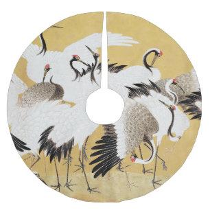 Jupon De Sapin En Polyester Brossé Grues d'horloges japonaises Vintage Bird Rich Clas